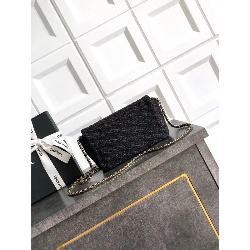 Chanel 25C AS5279 Flap bag Braided Lurex & Gold Tone Metal Black