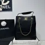 Chanel AS5636 Shopping Bag Suede Calfskin Shiny Lambskin Black