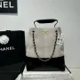 Chanel AS5636 Shopping Bag Suede Calfskin Shiny Lambskin Black & Gray