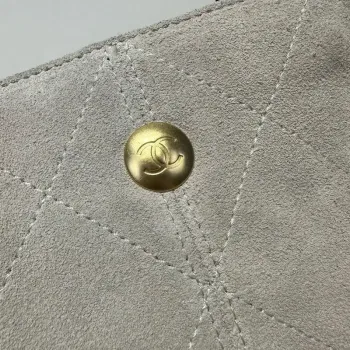 Chanel AS5636 Shopping Bag Suede Calfskin Shiny Lambskin Black & Gray