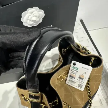 Chanel AS5636 Shopping Bag Suede Calfskin Shiny Lambskin Black & Brown