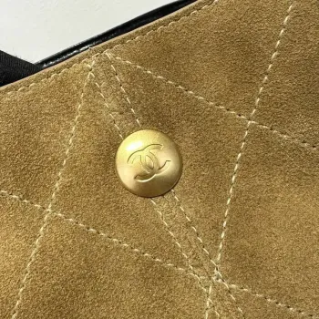 Chanel AS5636 Shopping Bag Suede Calfskin Shiny Lambskin Black & Brown