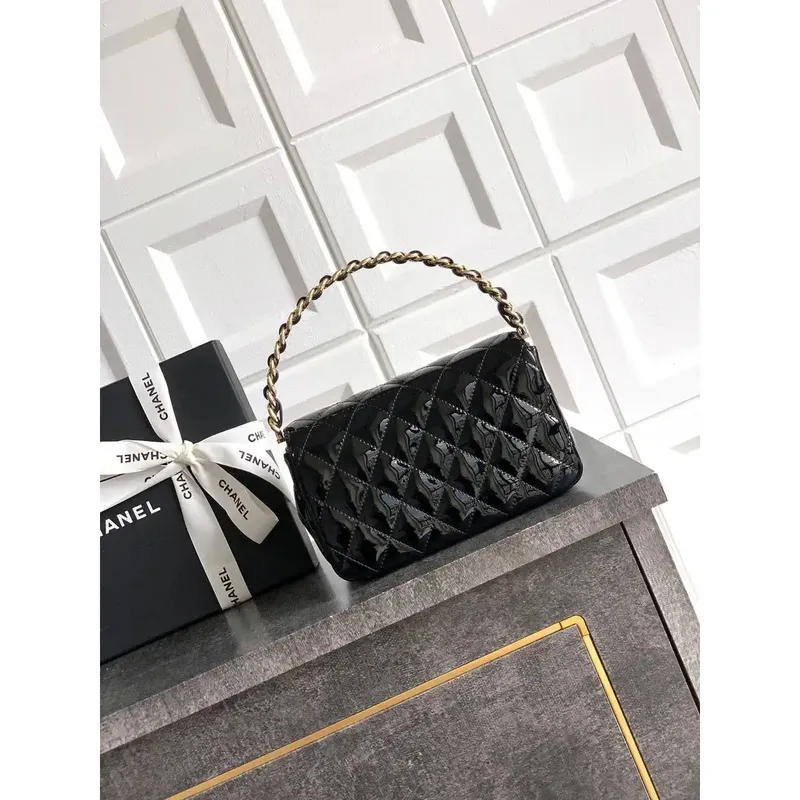 Chanel Evening with Handle Bag Patent leather AS6675 Black