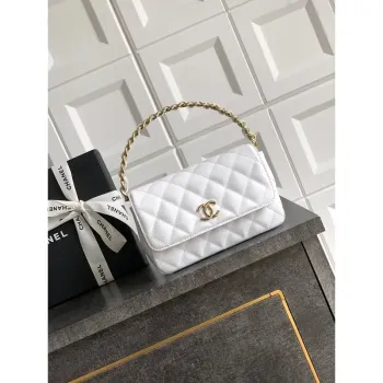 Chanel Evening with Handle Bag Patent leather AS6675 White