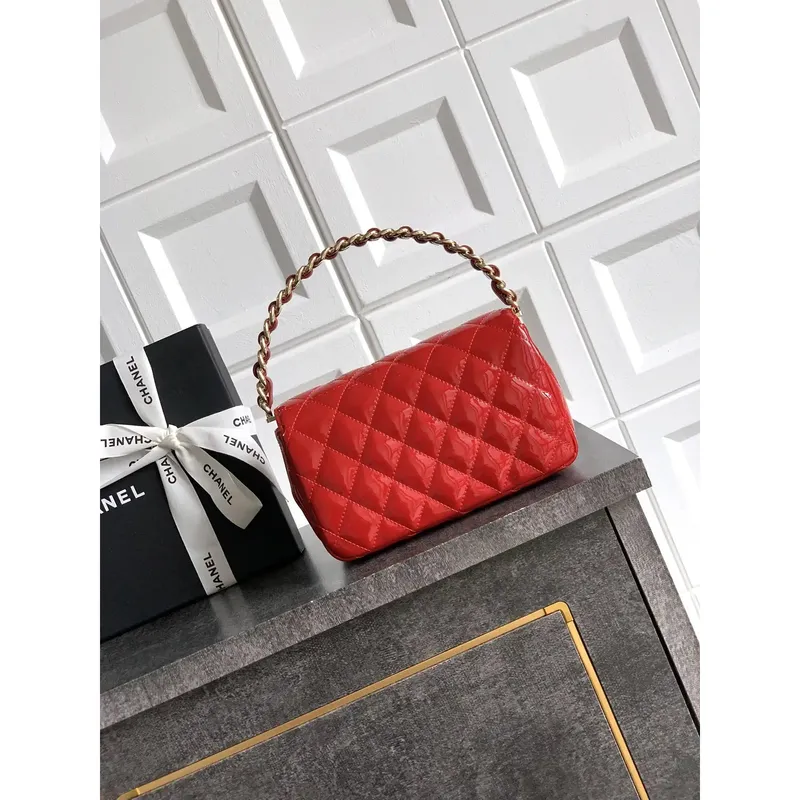 Chanel Evening with Handle Bag Patent leather AS6675 Red