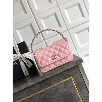 Chanel Evening with Handle Bag Patent leather AS6675 Pink