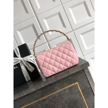 Chanel Evening with Handle Bag Patent leather AS6675 Pink