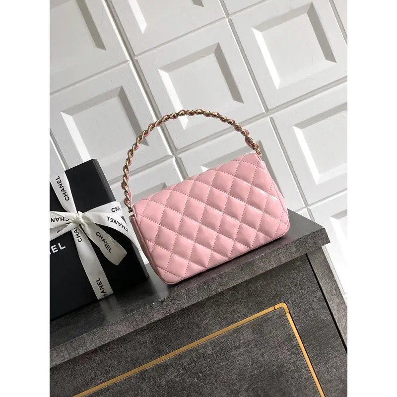 Chanel Evening with Handle Bag Patent leather AS6675 Pink