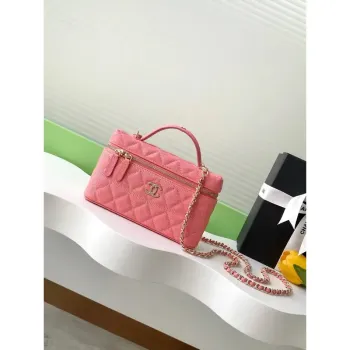 Chanel 25C Vanity with Chain Grained Calfskin AP4407 Rose Red