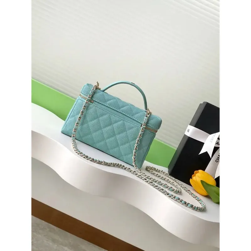 Chanel 25C Vanity with Chain Grained Calfskin AP4407 Blue