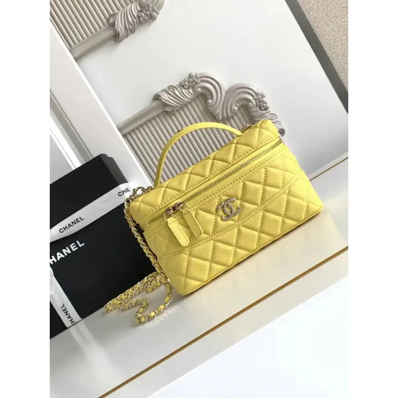 Chanel 25C Vanity with Chain Grained Calfskin AP4407 Yellow