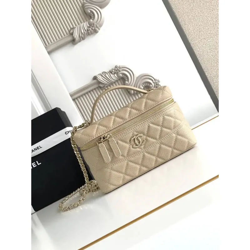 Chanel 25C Vanity with Chain Grained Calfskin AP4407 Apricot