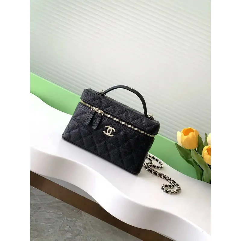 Chanel 25C Vanity with Chain Grained Calfskin AP4407 Black