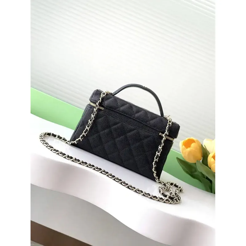 Chanel 25C Vanity with Chain Grained Calfskin AP4407 Black