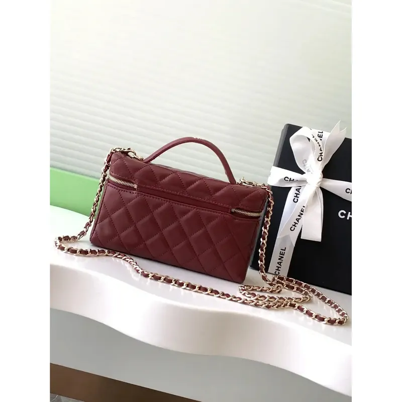 Chanel AP4407 Vanity with Chain Lambskin Wine Red