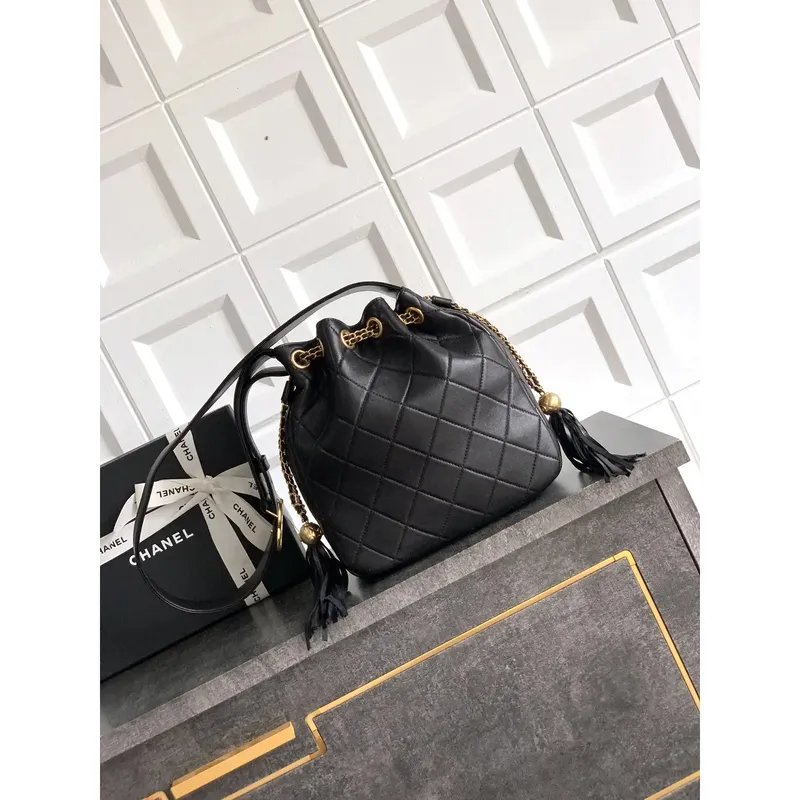Chanel A66920 Bucket bag Black Lambskin