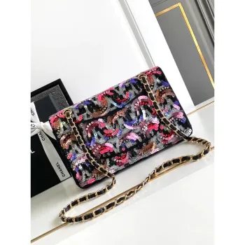 Chanel A01112 Flap Classic 11.12 Handbag 25S Multicolor shiny sequin