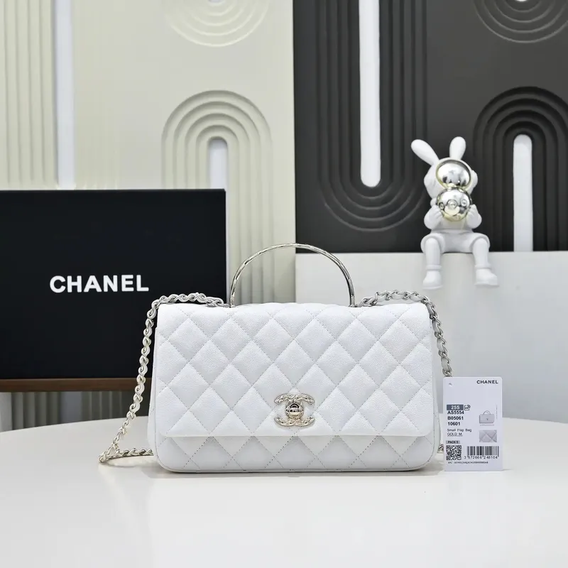 Chanel Crush Handle box Bag Calfskin AS5554 White