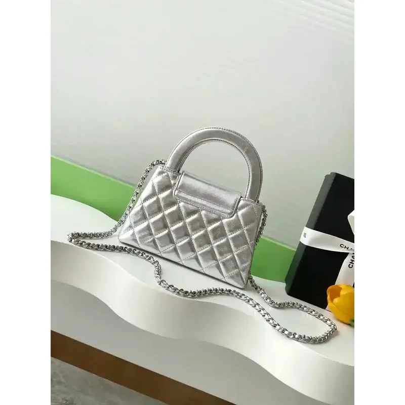 Chanel 25C AS4416 Mini Shopping Bag shiny Calfskin Silver