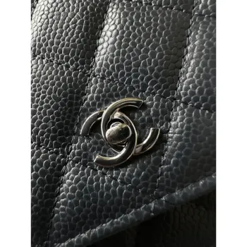 Chanel AP4241 Classic Wallet On Chain Grained Shiny Calfskin Navy Blue