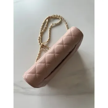 Chanel AP4241 Classic Wallet On Chain Grained Shiny Calfskin Pink