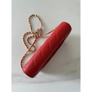 Chanel AP4241 Classic Wallet On Chain Grained Shiny Calfskin Red