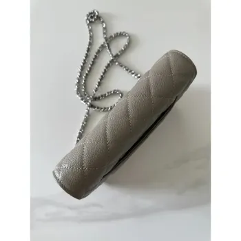 Chanel AP4241 Classic Wallet On Chain Grained Shiny Calfskin Gray