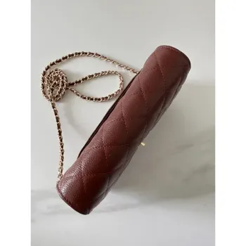 Chanel AP4241 Classic Wallet On Chain Grained Shiny Calfskin Wine Red