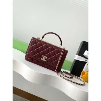 Chanel AP4323 Wallet On Chain Lambskin Diamanté Gold Wine Red