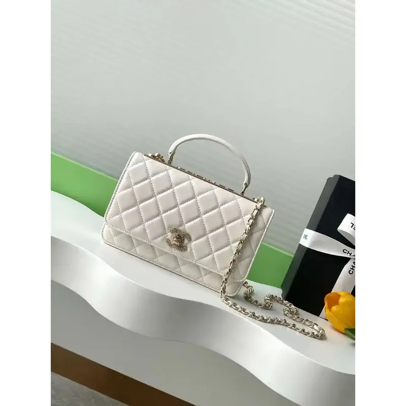 Chanel AP4323 Wallet On Chain Lambskin Diamanté Gold White