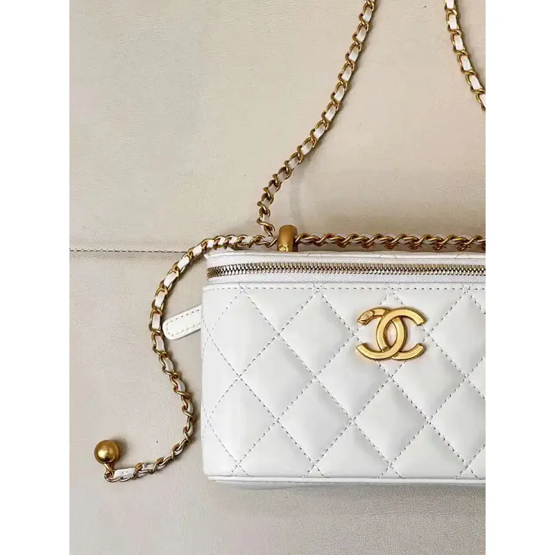 Chanel AP3651 Vanity with Chain Bag White Lambskin