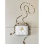 Chanel Small Vanity with Chain Shiny Calfskin White AP2292 Gold
