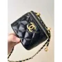 Chanel Small Vanity with Chain Shiny Calfskin Black AP2292 Gold