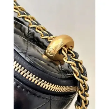 Chanel Small Vanity with Chain Shiny Calfskin Black AP2292 Gold