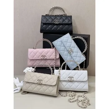 Chanel AP3238 Phone Holder with Chain Grained Shiny Calfskin Black