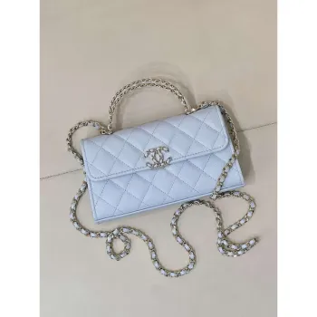 Chanel AP3238 Phone Holder with Chain Grained Shiny Calfskin Black