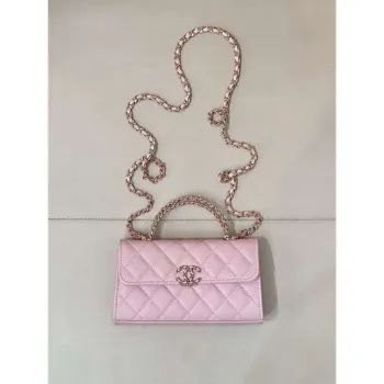 Chanel AP3238 Flap Chain Bag Pink Lambskin Gold With Handle Bag