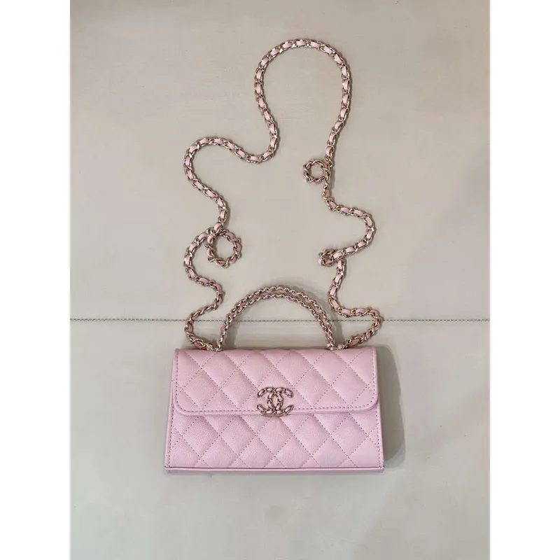 Chanel AP3238 Flap Chain Bag Pink Lambskin Gold With Handle Bag