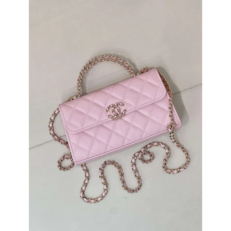 Chanel AP3238 Flap Chain Bag Pink Lambskin Gold With Handle Bag