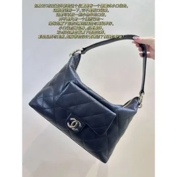 Chanel 25SS AS4347 Hobo Handbag in Lambskin Black