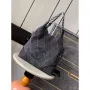 Chanel A88991 Hobo Bag Suede & Silver Tone Metal Black