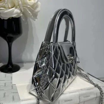 Chanel 25A AS4416 Mini Shopping Bag Mirror Calfskin Silver