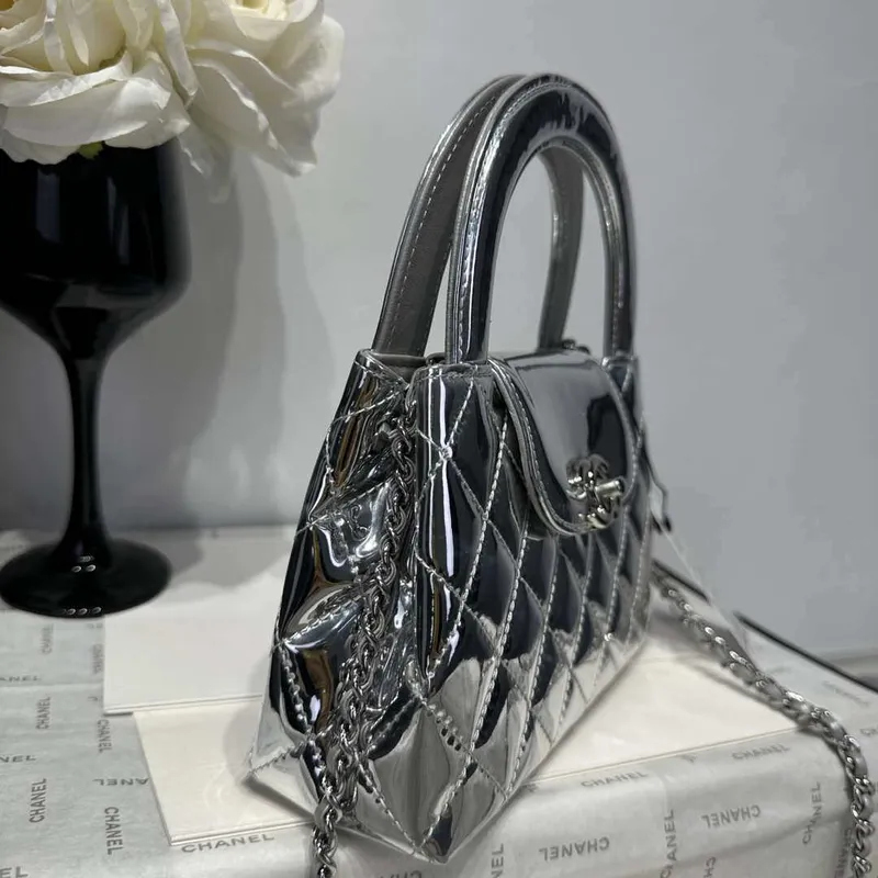 Chanel 25A AS4416 Mini Shopping Bag Mirror Calfskin Silver
