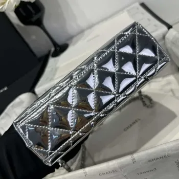 Chanel 25A AS4416 Mini Shopping Bag Mirror Calfskin Silver