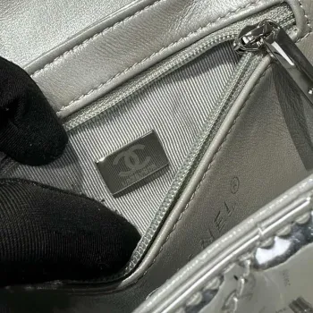 Chanel 25A AS4416 Mini Shopping Bag Mirror Calfskin Silver