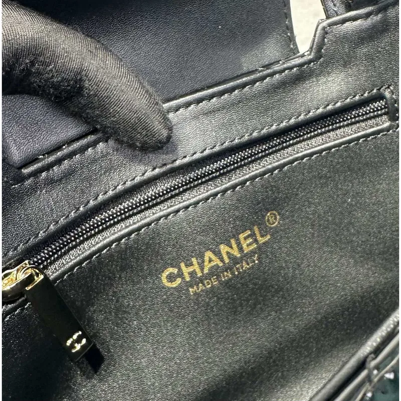 Chanel 25A AS4416 Mini Shopping Bag Mirror Calfskin Black