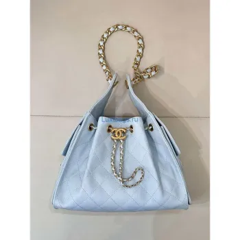 Chanel AS5293 Small Hobo Calfskin & Gold Tone Metal Blue