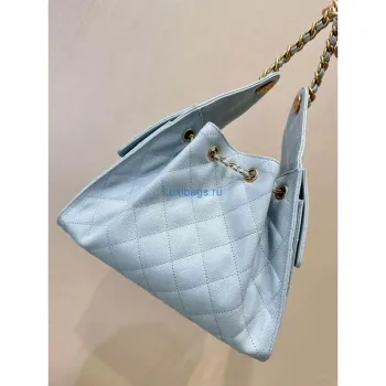 Chanel AS5293 Small Hobo Calfskin & Gold Tone Metal Blue