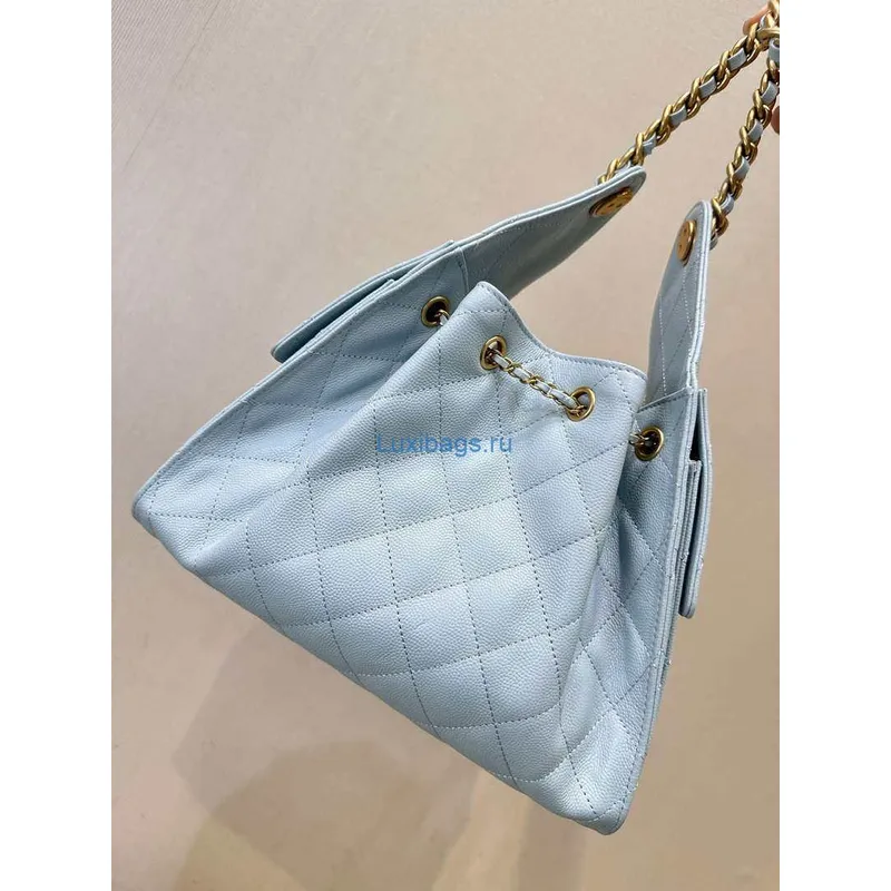 Chanel AS5293 Small Hobo Calfskin & Gold Tone Metal Blue