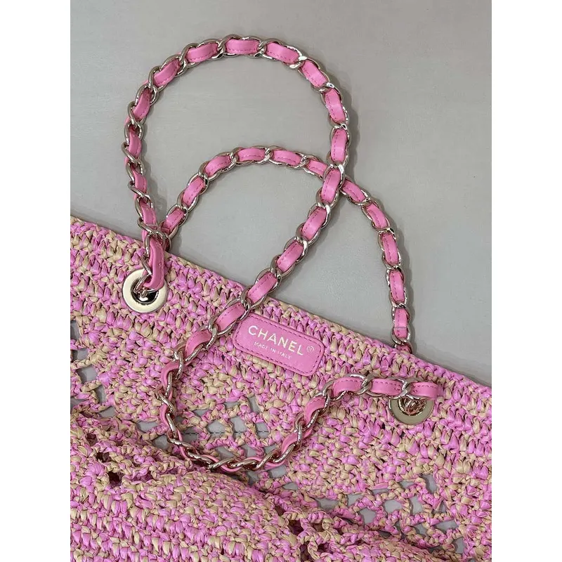 Chanel AS4576 25SS Shopping Bag Pink Raffia